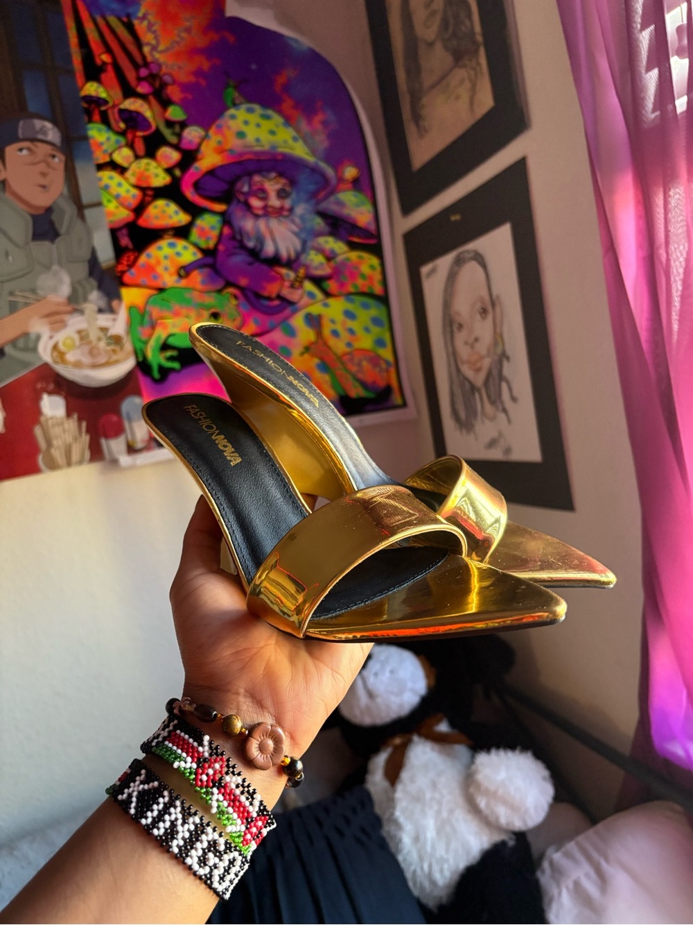 Mossimo Supply Co. Gold Metallic Slide Mules
